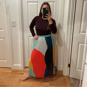 NWT Skies Are Blue colorful pleated midi skirt